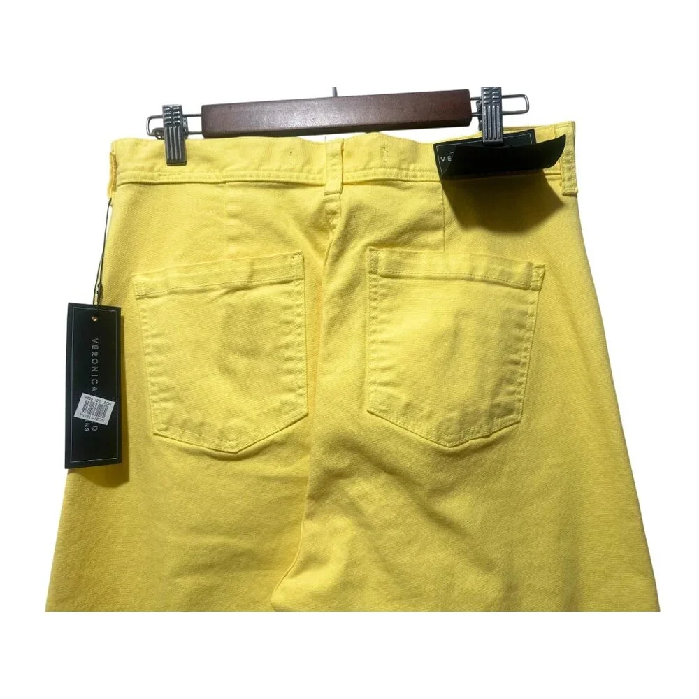 Veronica Beard Cynthia Crop Wide Leg Jeans Womens 30 Yellow Button Fly High Rise - Picture 10 of 15